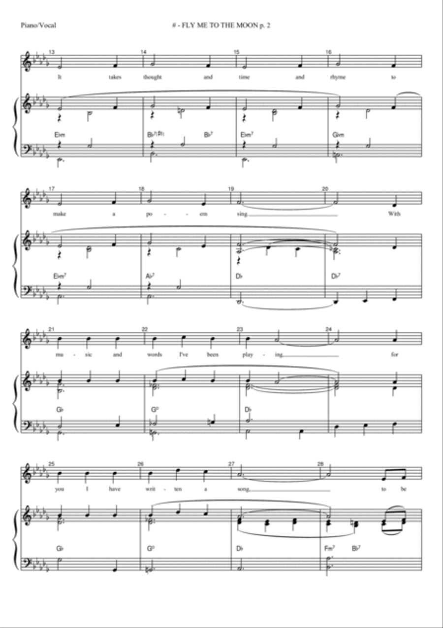Fly Me To The Moon (in Other Words) Piano Solo scores gallery preview page 2
