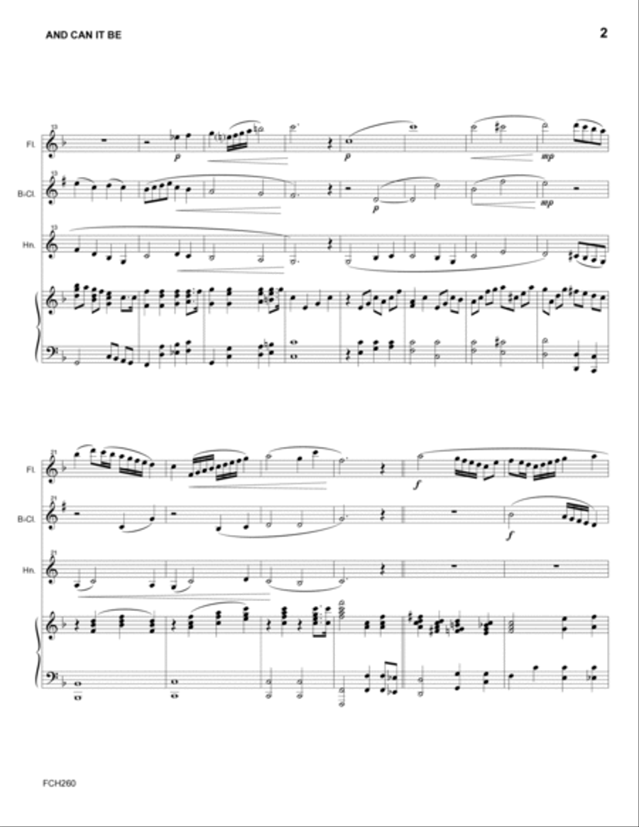 AND CAN IT BE - FLUTE, CLARINET & HORN with Piano Accompaniment Small Ensemble scores gallery preview page 2