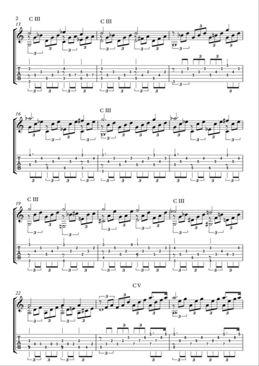 Solo guitar - Moonlight Sonata by Beethoven Acoustic Guitar scores gallery preview page 2