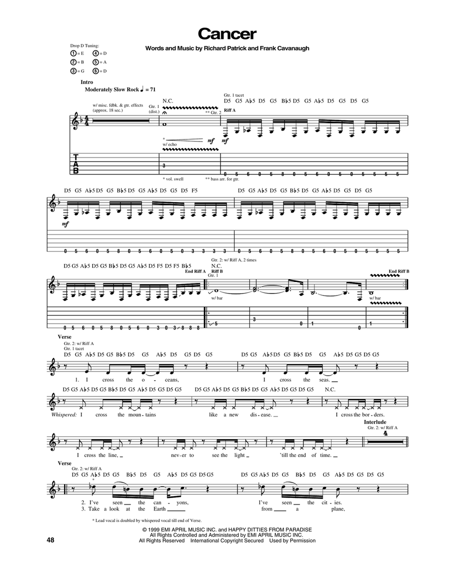 Cancer Cancer Acoustic Guitar scores gallery preview page 1