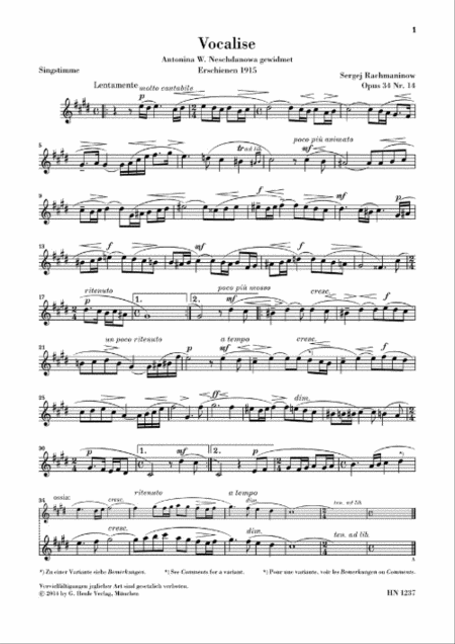 Vocalise Op. 34 No. 14 Vocalise Op. 34 No. 14 High Voice scores gallery preview page 3