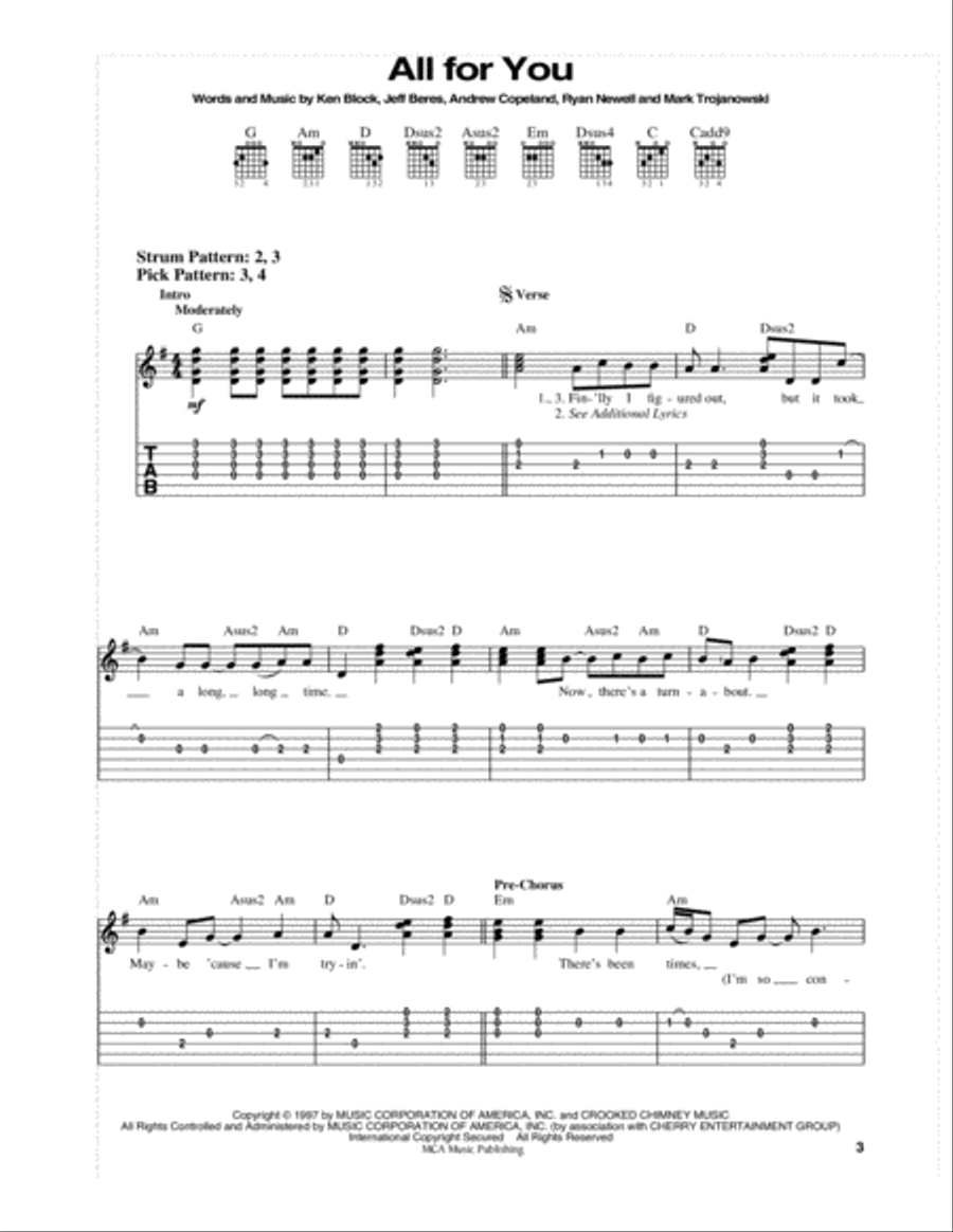 All For You Acoustic Guitar scores gallery preview page 1