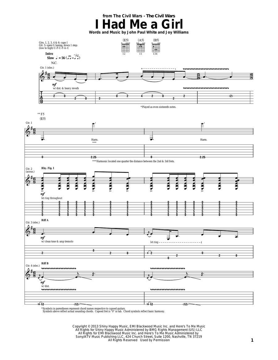 I Had Me A Girl I Had Me A Girl Acoustic Guitar scores gallery preview page 1