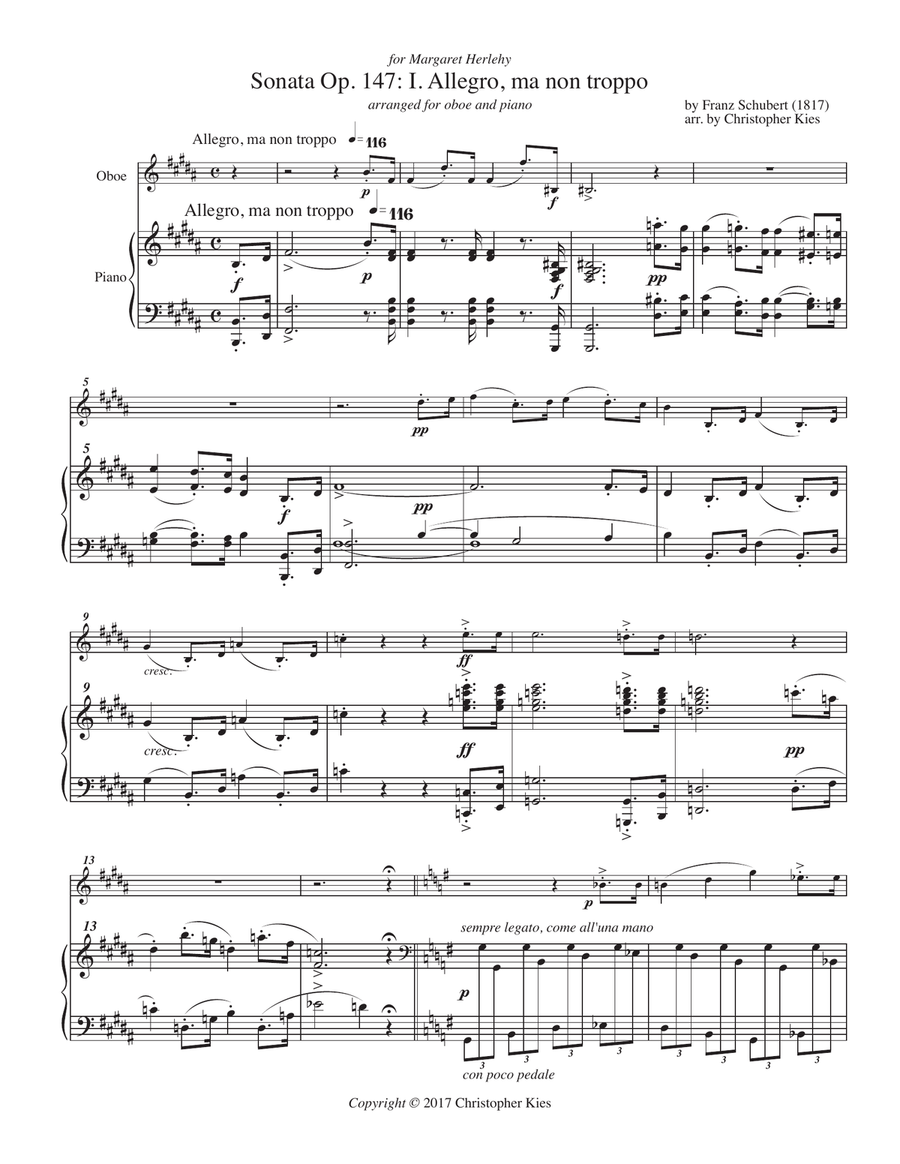 Sonata in B major, Opus 147, I. Allegro ma non troppo Chamber Music scores gallery preview page 2