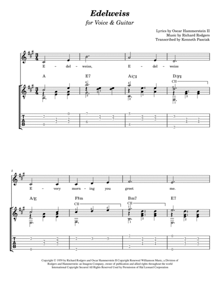 Edelweiss by Richard Rodgers Acoustic Guitar - Digital Sheet Music