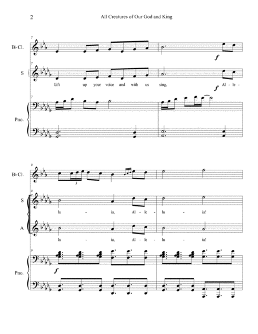 All Creatures of Our God and King (Lasst Uns Erfreuen) SA scores gallery preview page 2