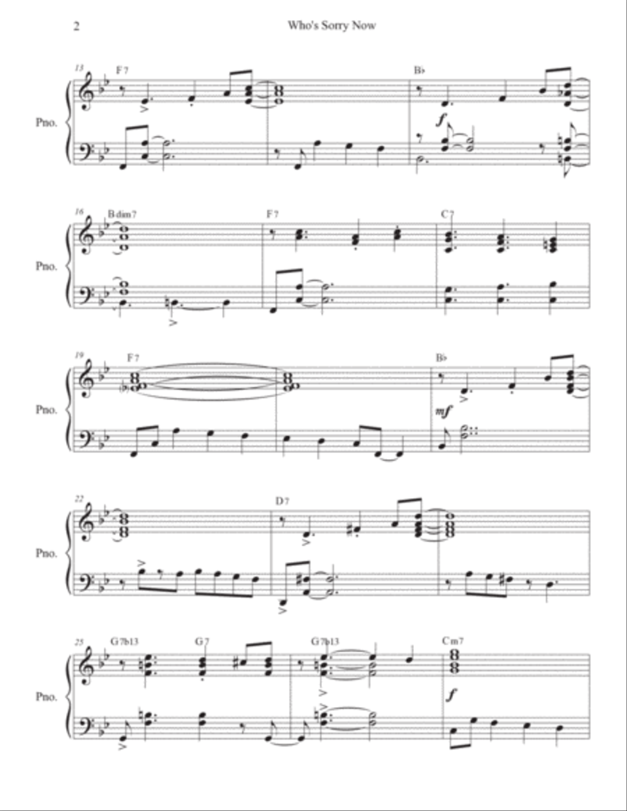 Who's sorry now Piano Solo scores gallery preview page 2
