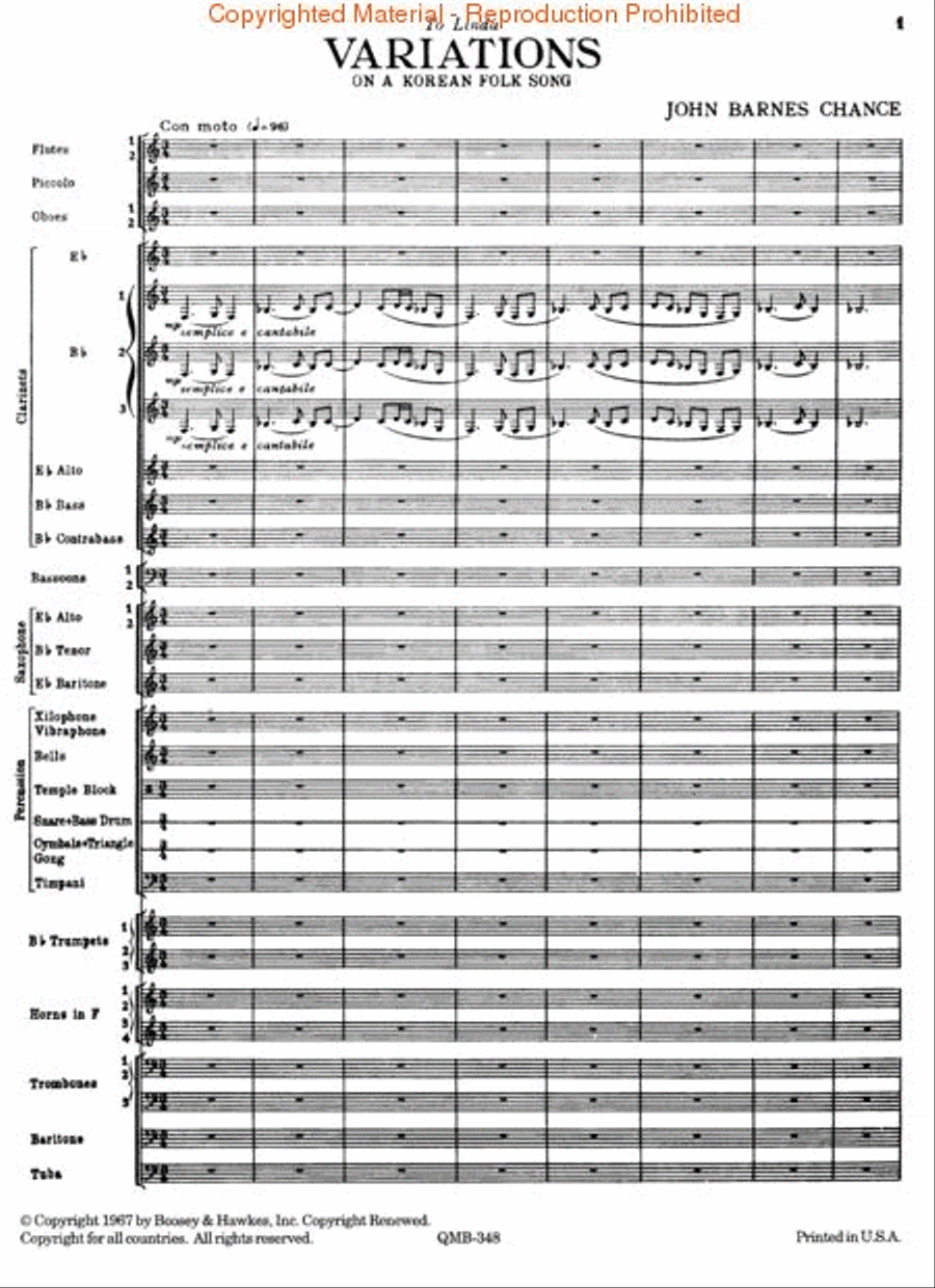 Variations on a Korean Folk Song Concert Band scores gallery preview page 2