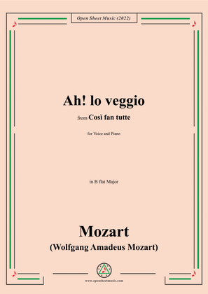 Book cover for Mozart-Ah!lo veggio,in B flat Major,from 'Così fan tutte,K.588',for Voice and Piano