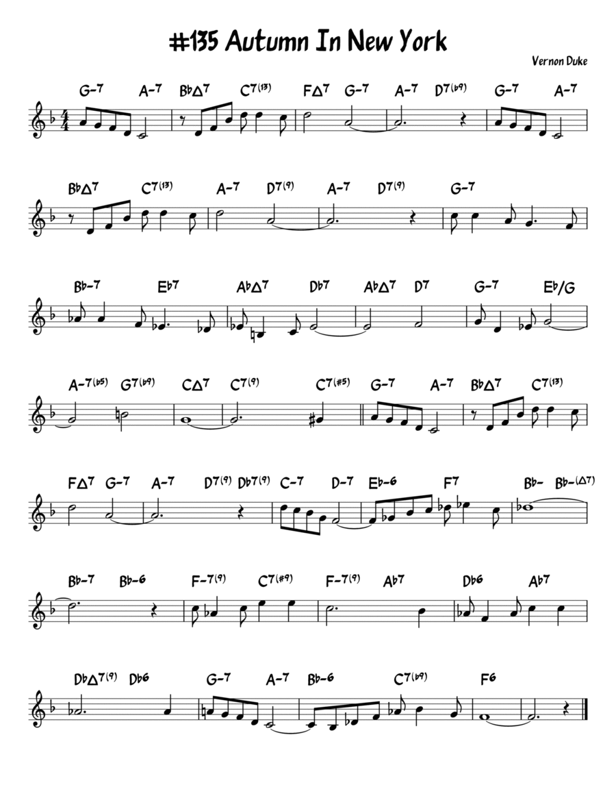 Autumn In New York Piano scores gallery preview page 1