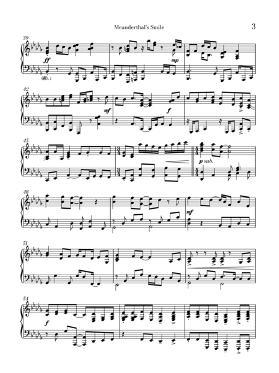 Meanderthal’s Smile Meanderthal’s Smile Piano Solo scores gallery preview page 3