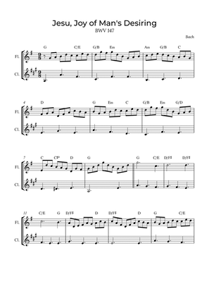 Jesu, Joy of Man's Desiring - Flute and Clarinet with chords