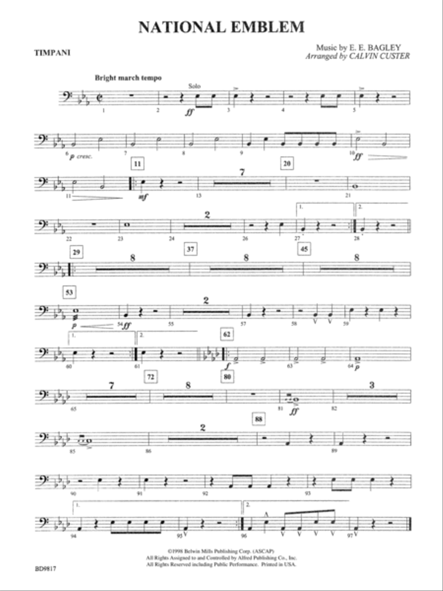 National Emblem: Timpani Concert Band scores gallery preview page 1
