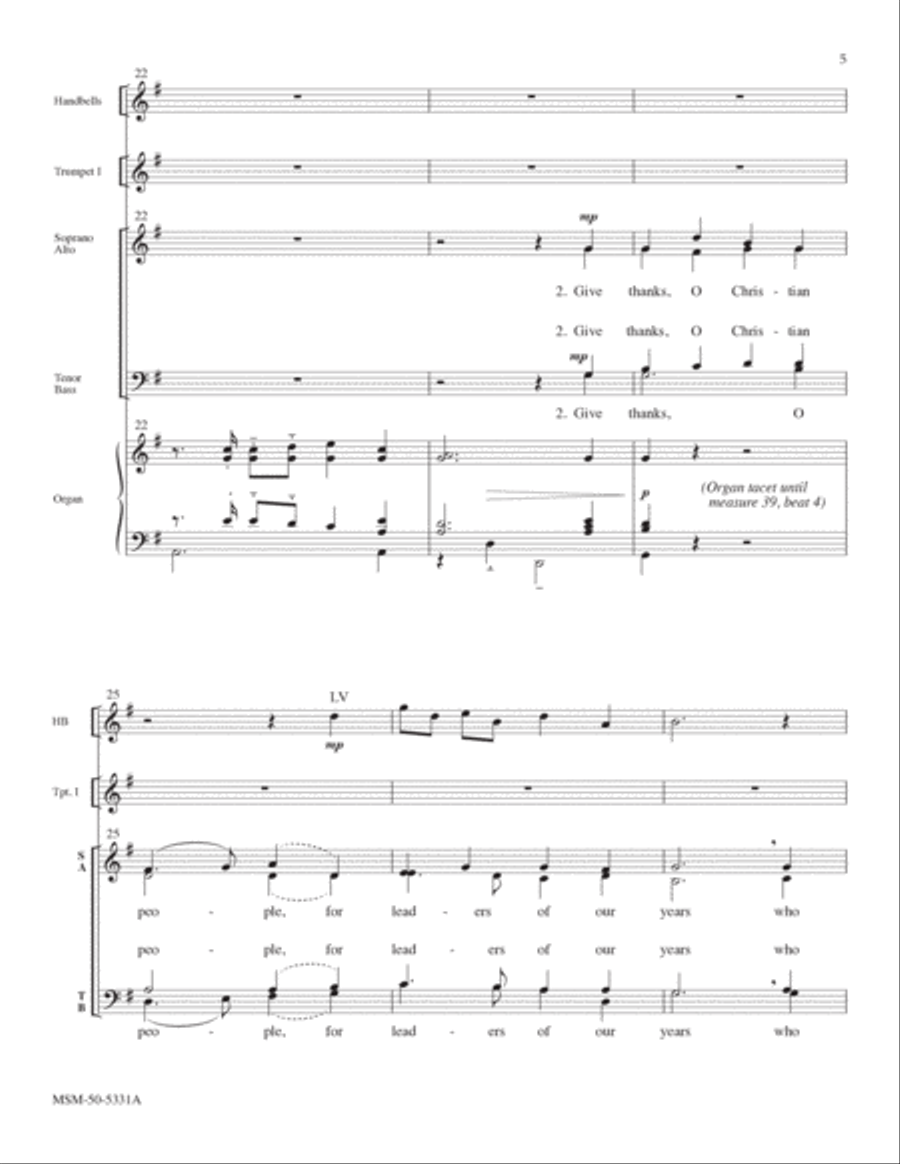 Give Thanks, O Christian People (Full Score)