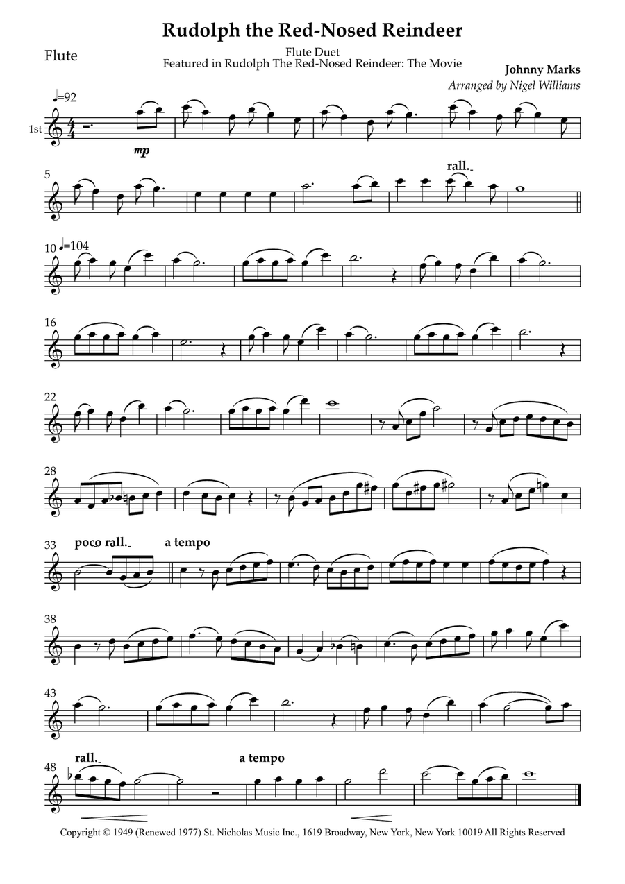 Rudolph The Red-Nosed Reindeer Flute Duet scores gallery preview page 1