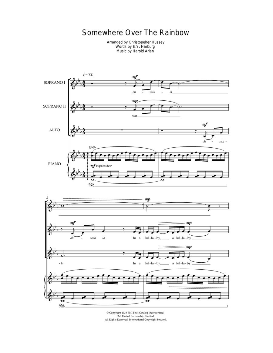 Over The Rainbow (from 'The Wizard Of Oz') Choir scores gallery preview page 1
