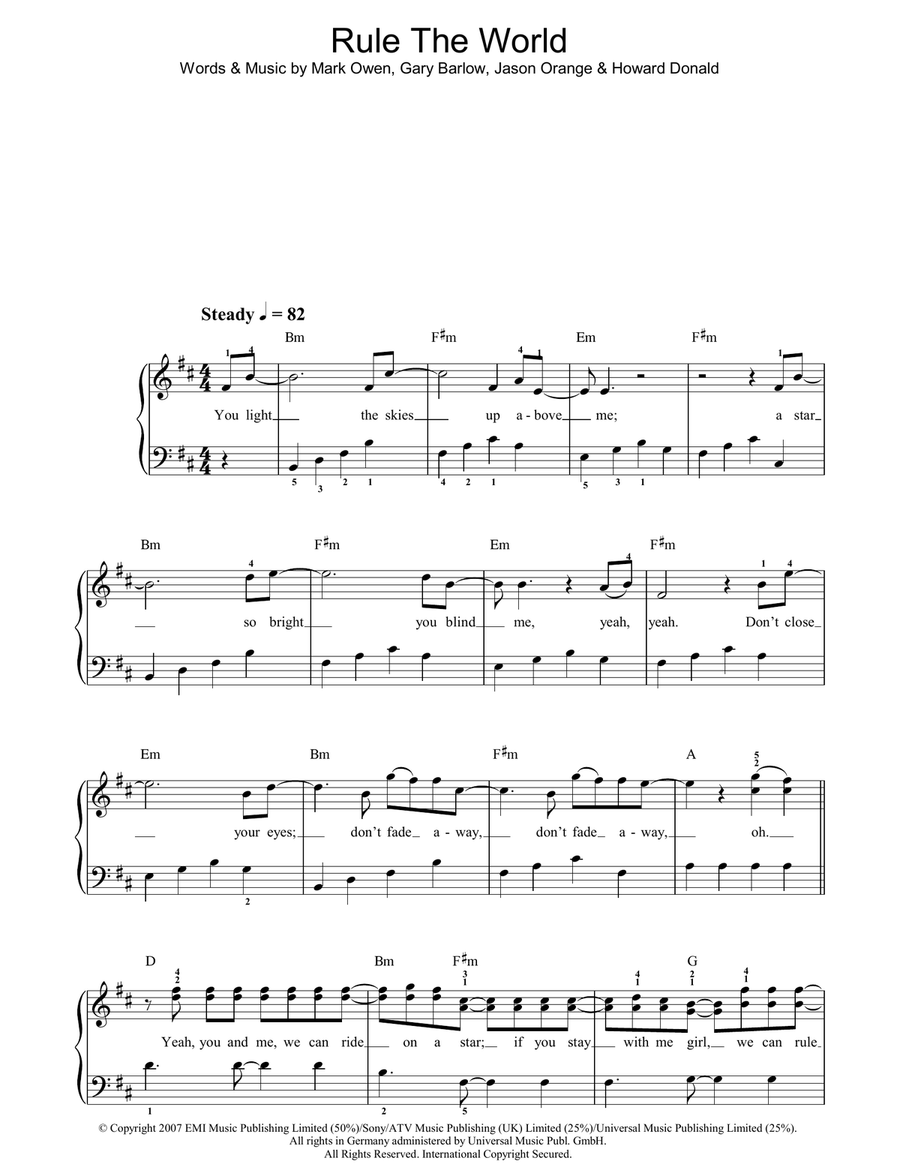 Rule The World Easy Piano scores gallery preview page 1