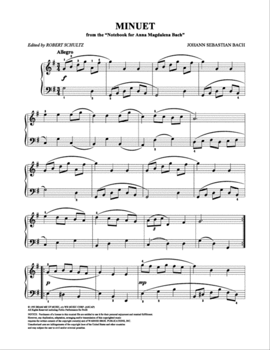 Minuet Minuet Easy Piano scores gallery preview page 1