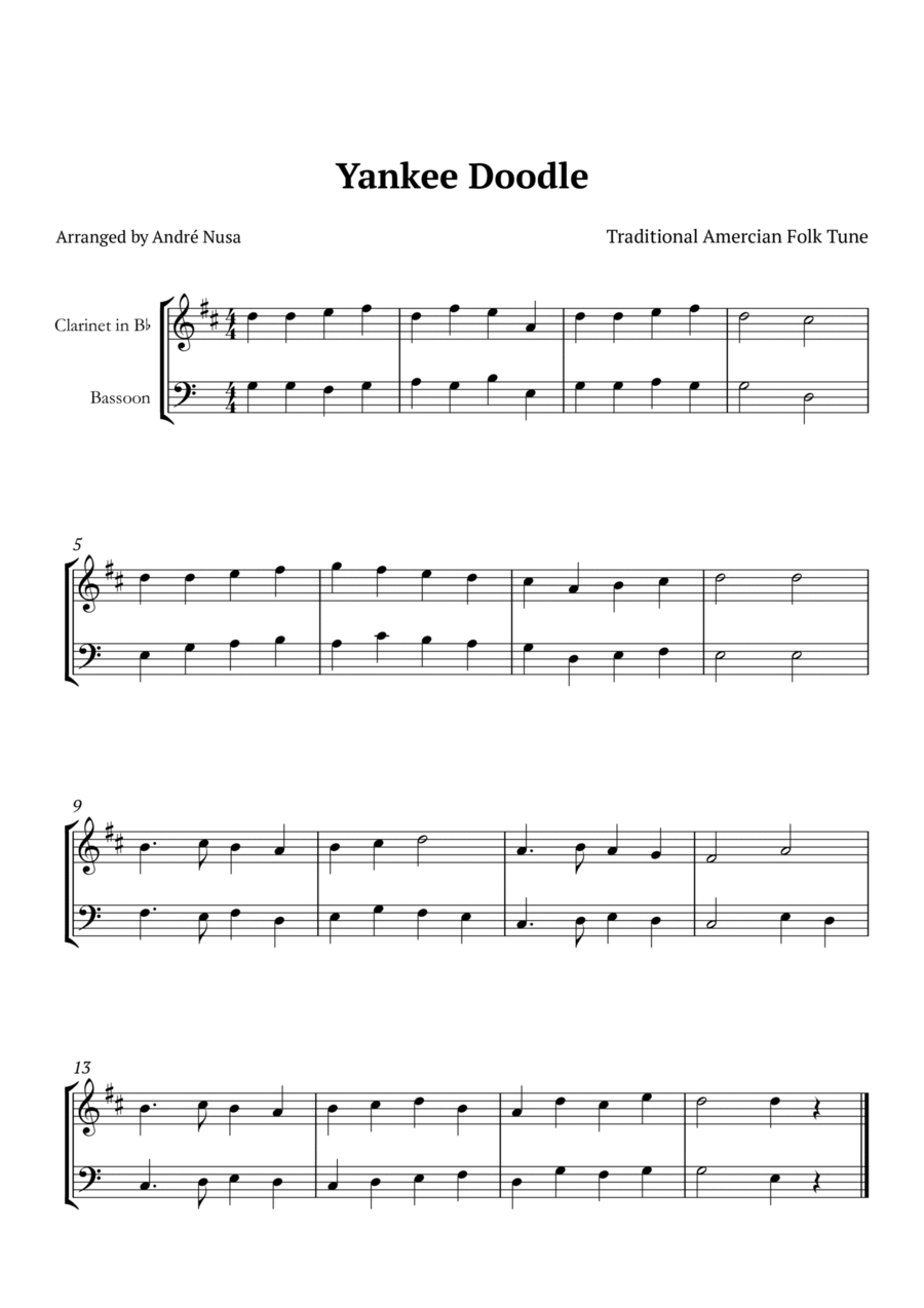 Yankee Doodle Woodwind Duet scores gallery preview page 1