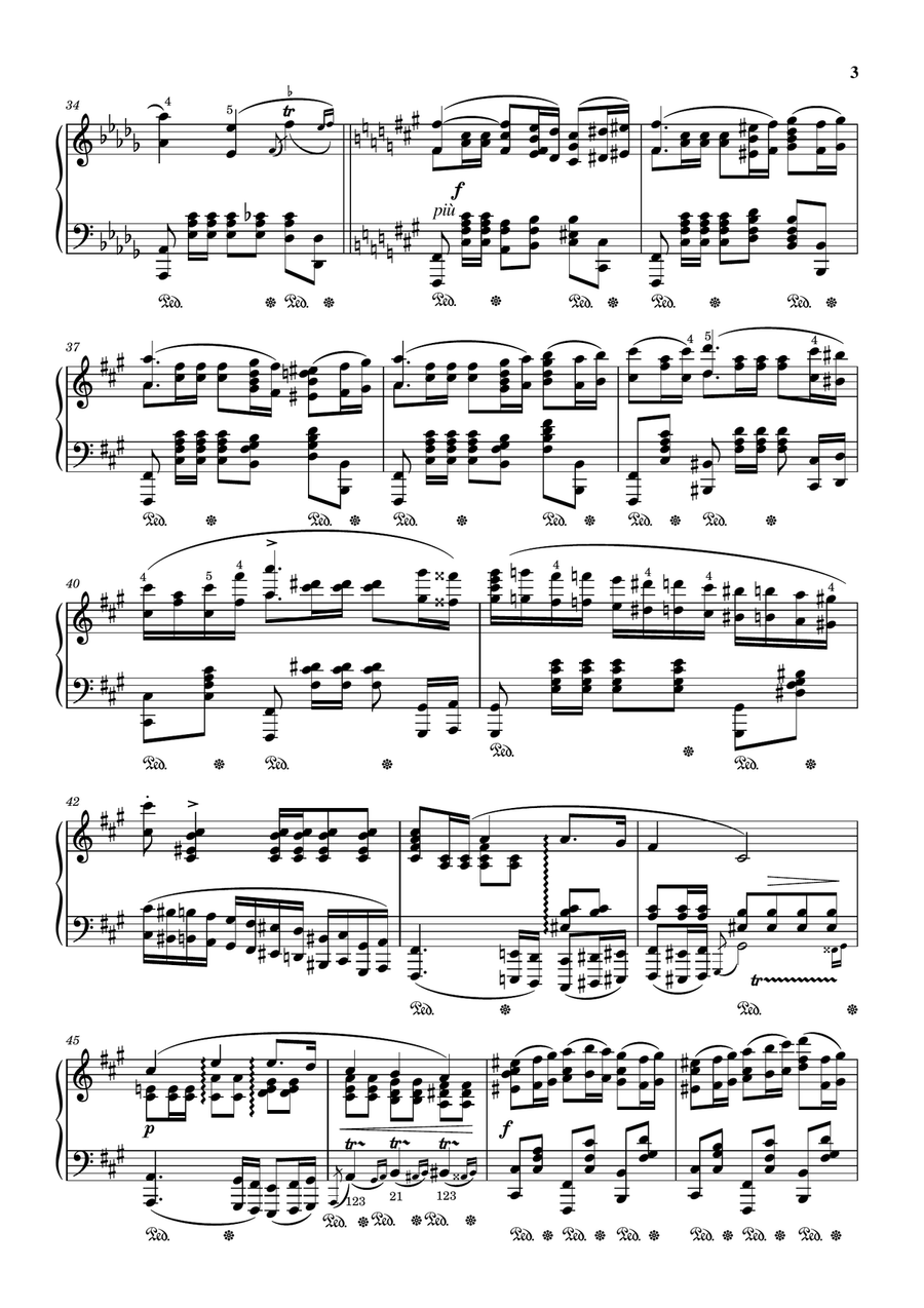 Chopin - Polonaise No.5 in F Sharp Minor. Op.44 - Original With Fingering For Piano Solo Piano Solo scores gallery preview page 3