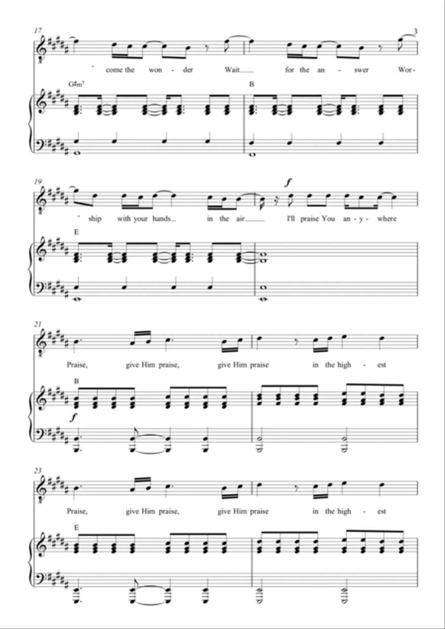 Praise You Anywhere Piano, Vocal, Guitar scores gallery preview page 3