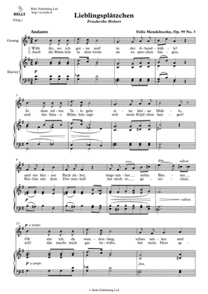 Lieblingsplatzchen, Op. 99 No. 3 (Original key. G Major)