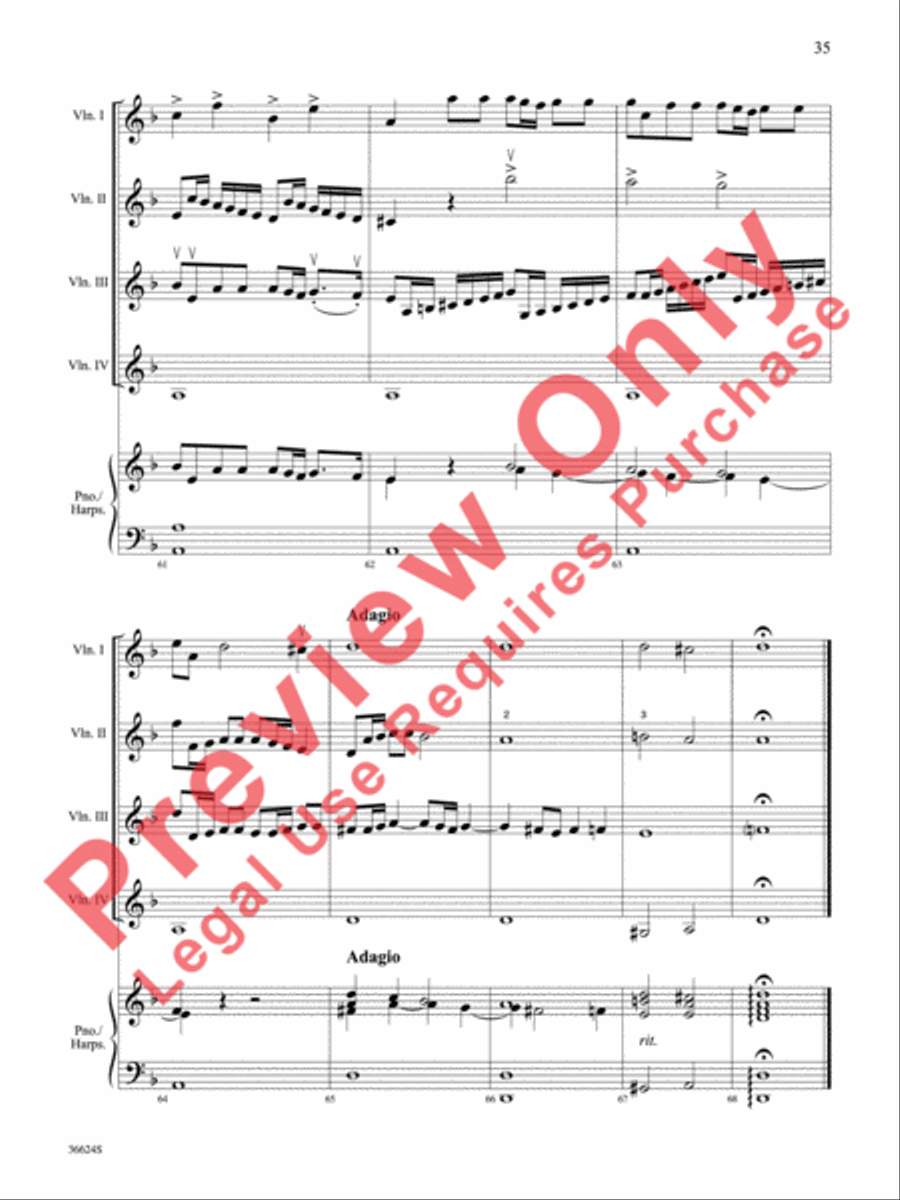 Violins Go Vivaldi -- Two Movements for Violin Quartet Small Ensemble scores gallery preview page 36