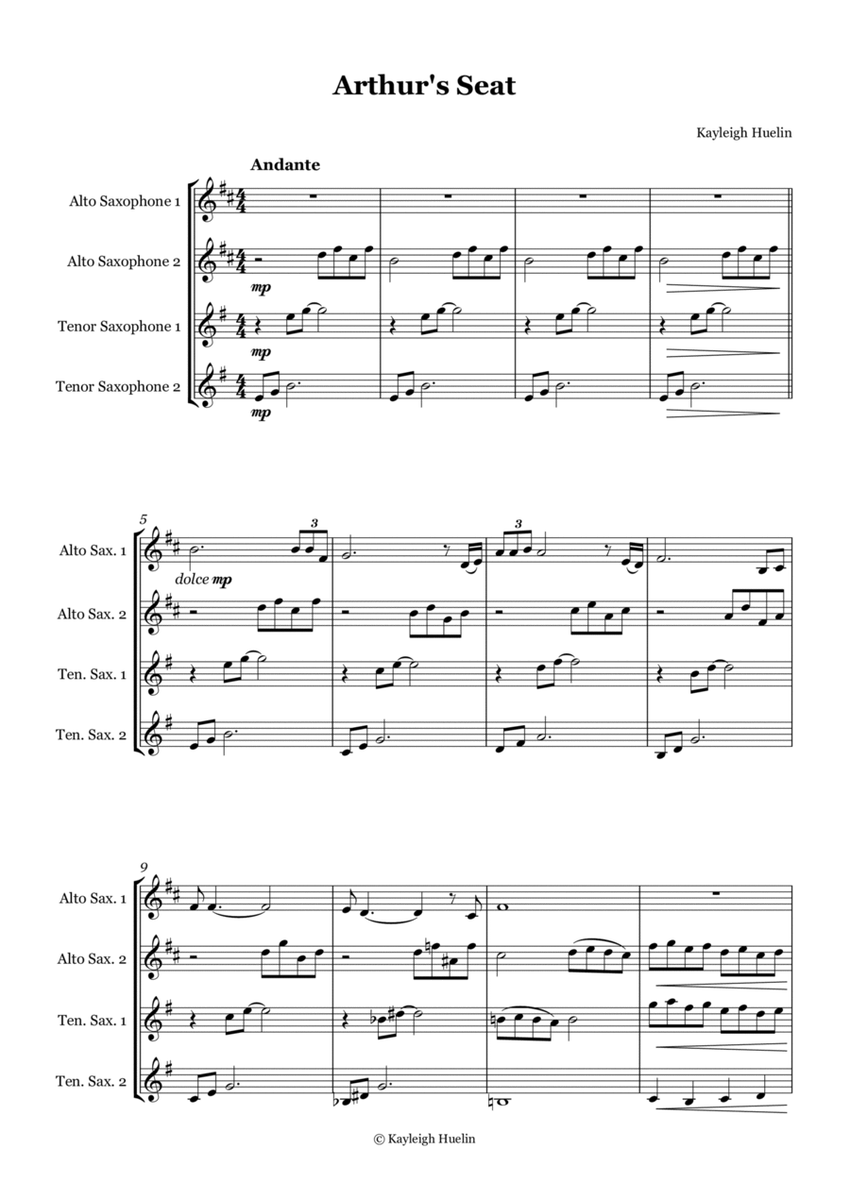 Arthur's Seat - Saxophone quartet (AATT) image number null