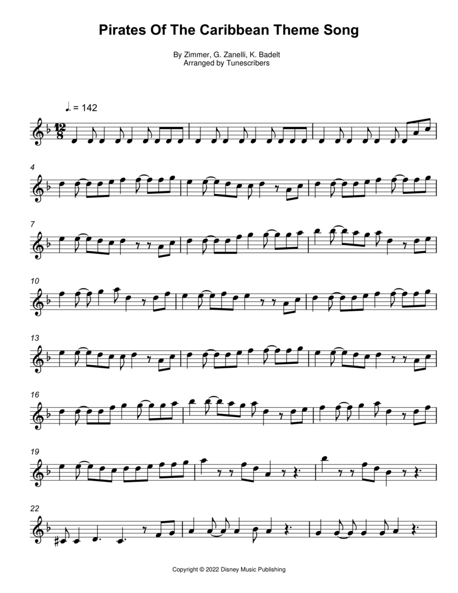 Pirates Of The Caribbean Theme Song Violin Solo scores gallery preview page 1