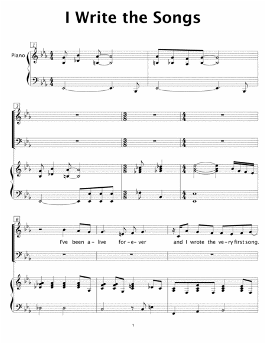 I Write The Songs I Write The Songs 4-Part scores gallery preview page 1
