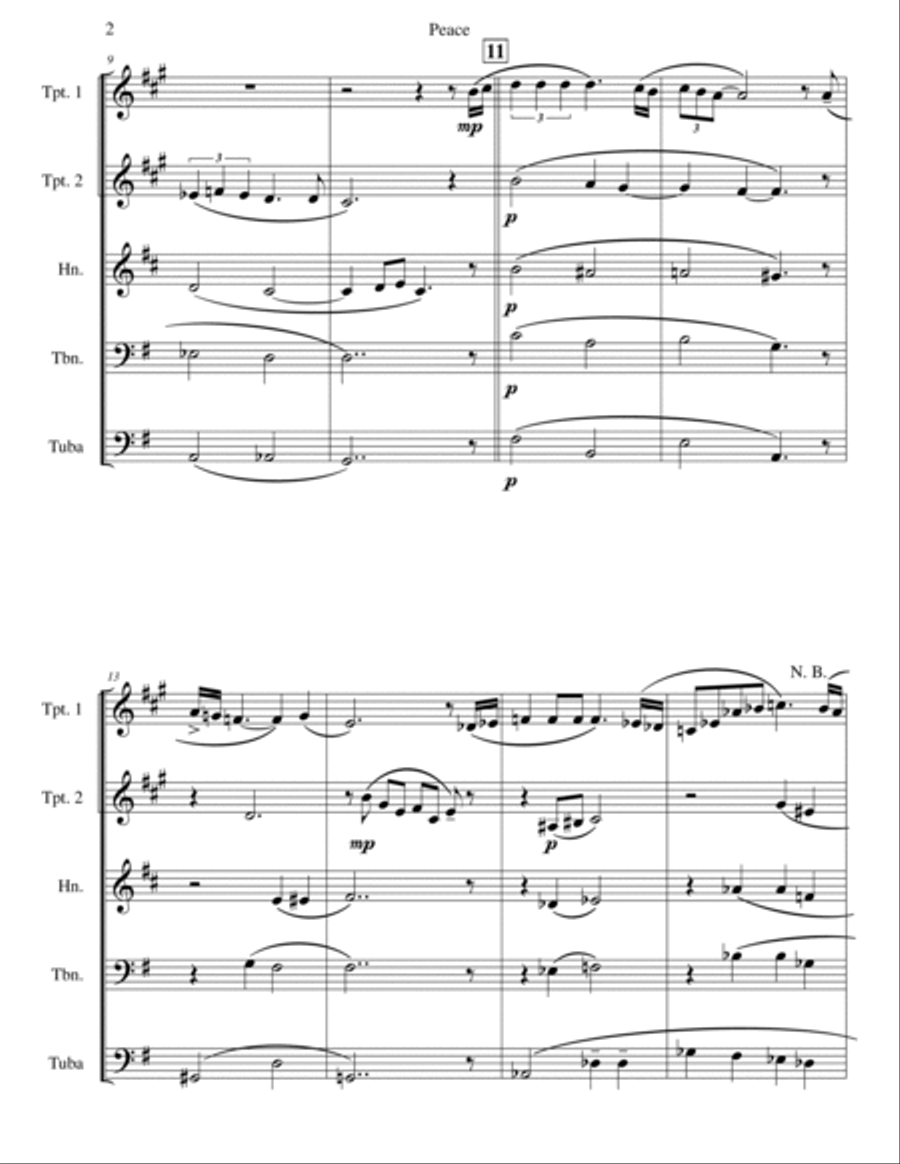 Peace Brass Quintet scores gallery preview page 2