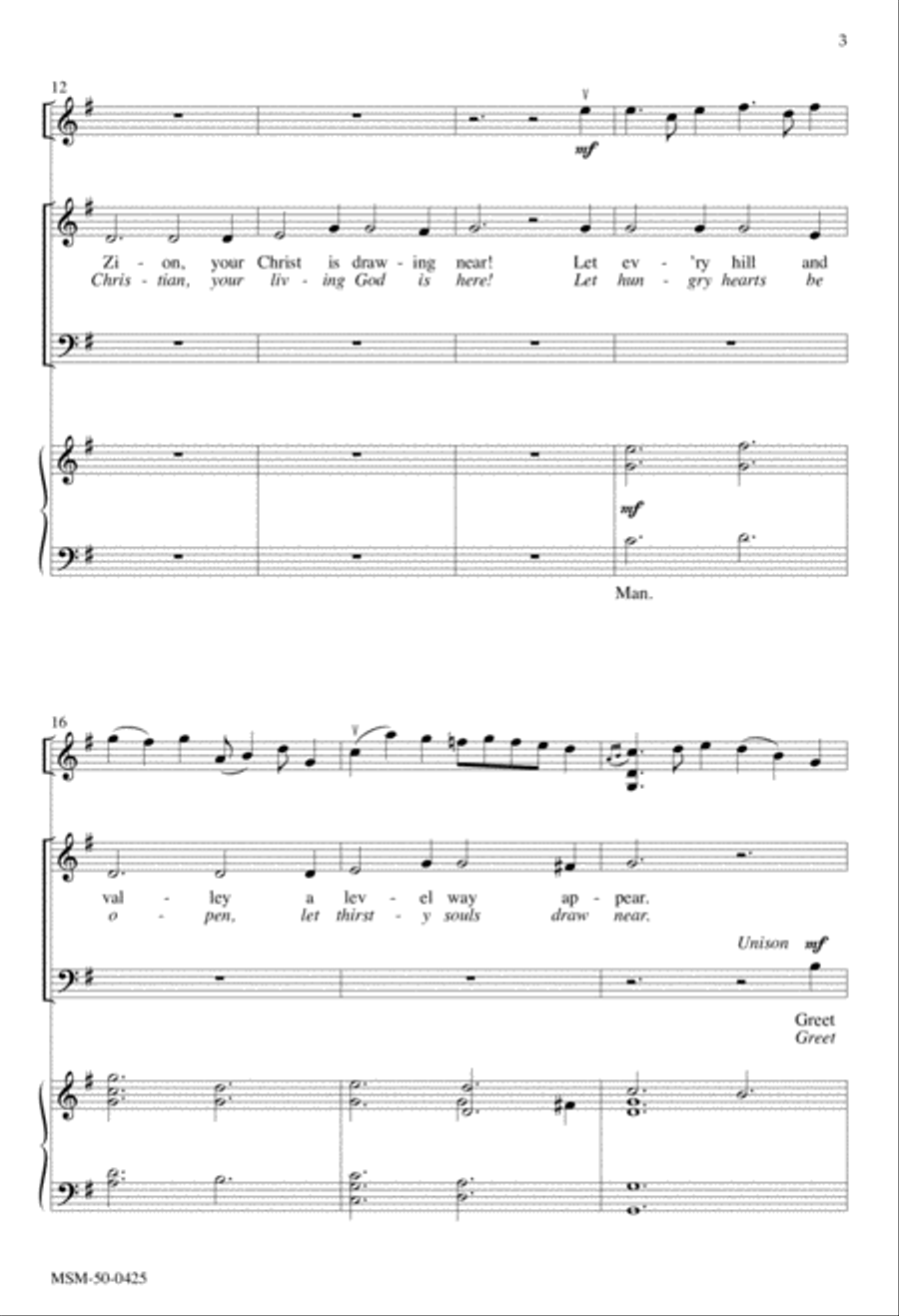 Prepare the Way, O Zion Rejoice, Rejoice, O Christian 4-Part scores gallery preview page 2