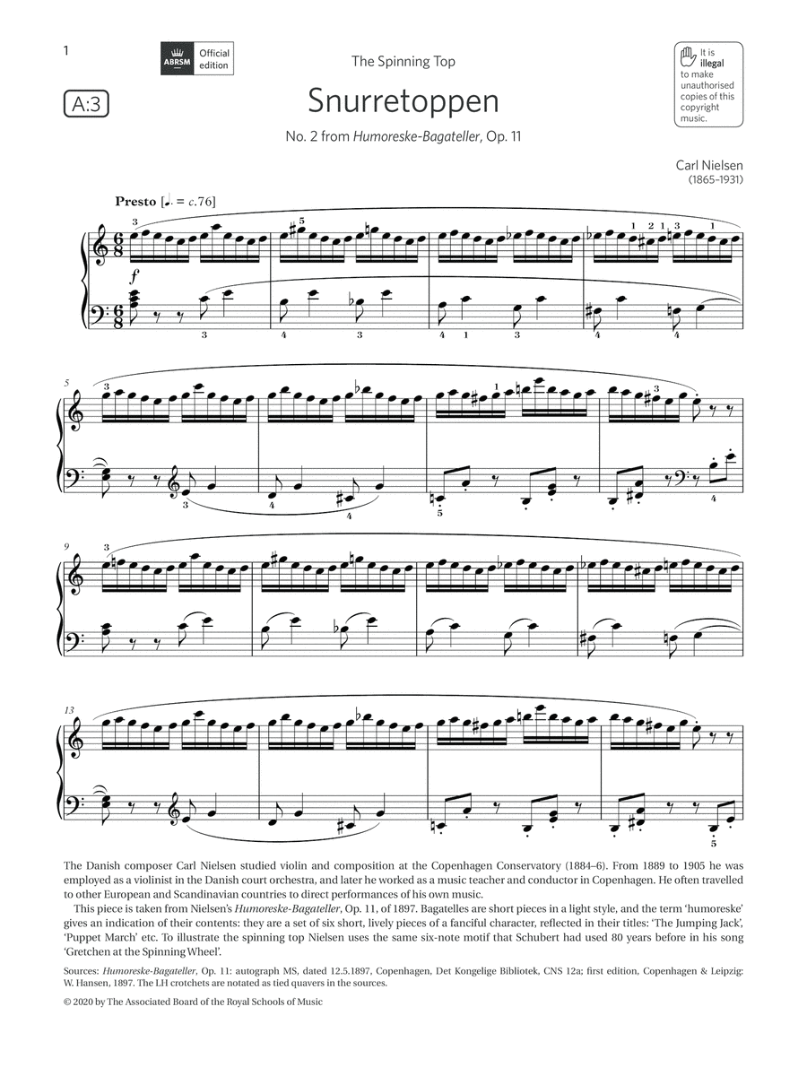 Snurretoppen (Grade 6, list A3, from the ABRSM Piano Syllabus 2021 & 2022) Piano Method scores gallery preview page 1