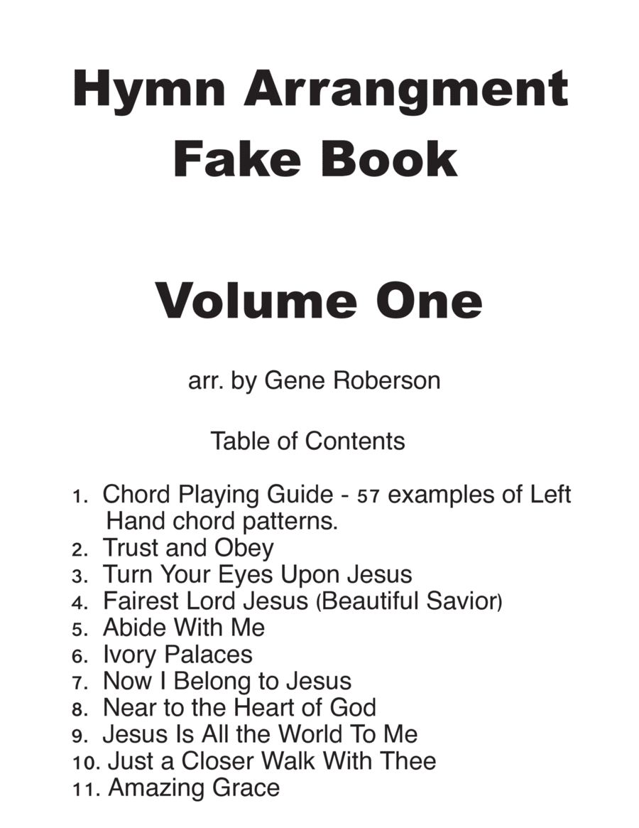 Hymn Arrangements Fake Book Volume ONE Piano Solo scores gallery preview page 1