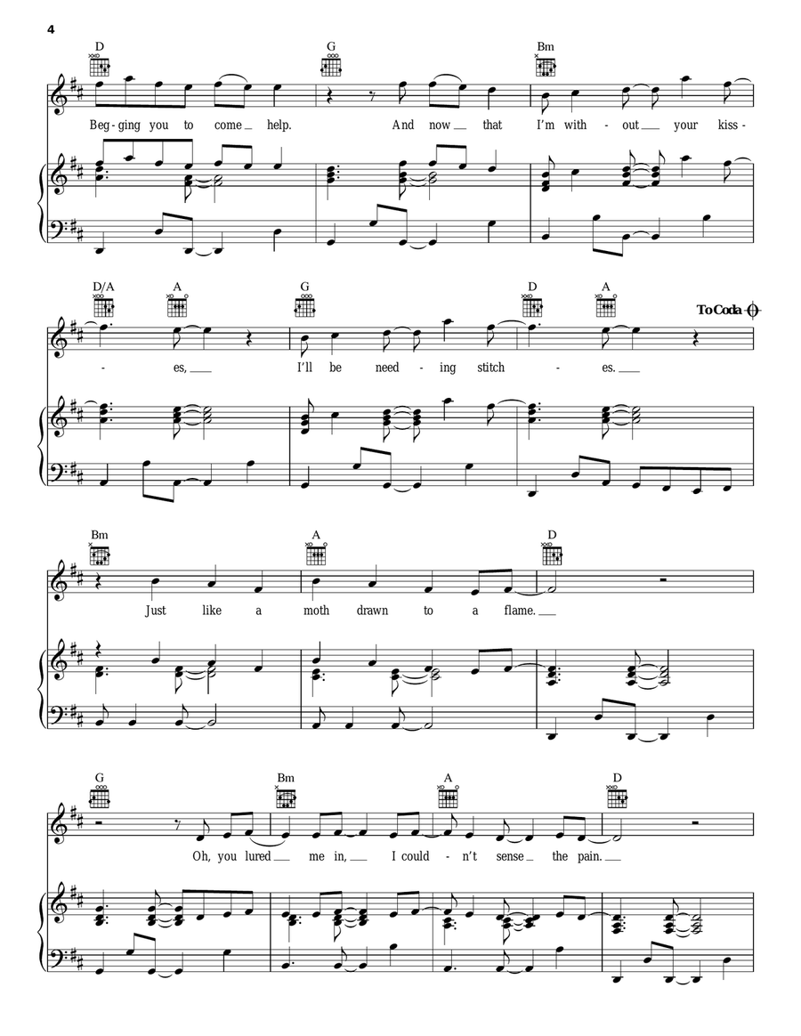 Stitches Piano, Vocal, Guitar scores gallery preview page 4