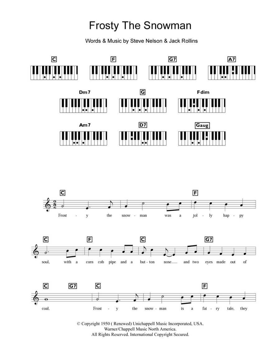 Frosty The Snowman Piano Solo scores gallery preview page 1