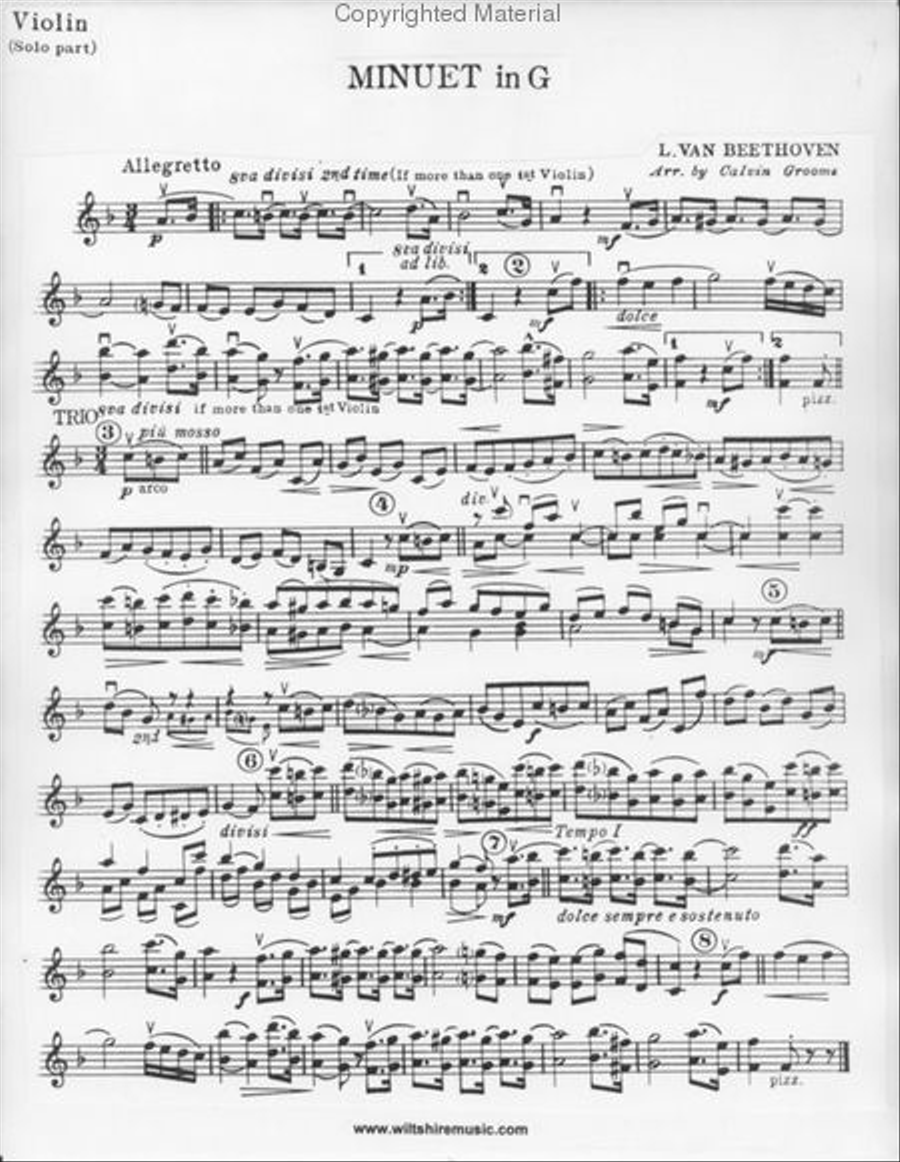 Minuet in G Violin scores gallery preview page 2
