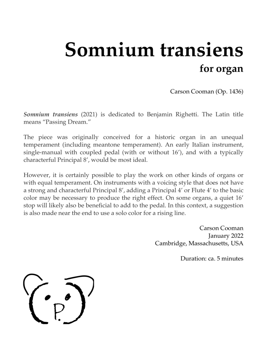 Somnium transiens Organ Solo scores gallery preview page 1