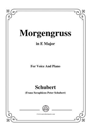 Book cover for Schubert-Morgengruss,from 'Die Schöne Müllerin',Op.25 No.8,in E Major,for Voice&Piano