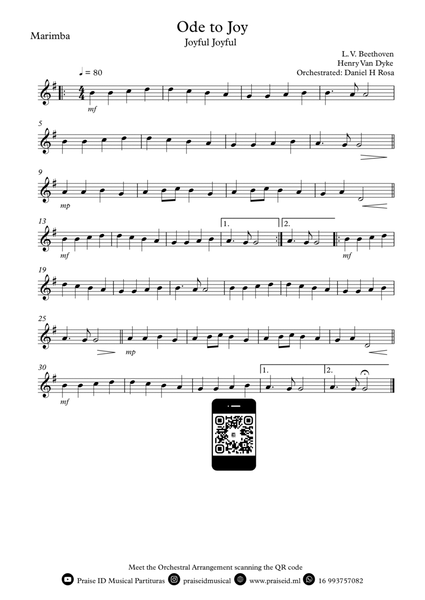 Ode to Joy - Joyful Joyful - Easy Marimba image number null