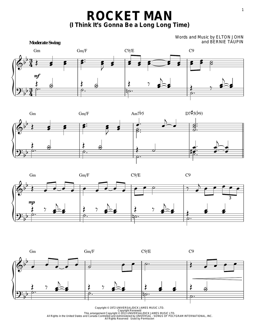 Rocket Man (I Think It's Gonna Be A Long Long Time) [Jazz version] (arr. Brent Edstrom)