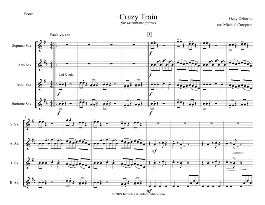 Crazy Train Woodwind Ensemble scores gallery preview page 1