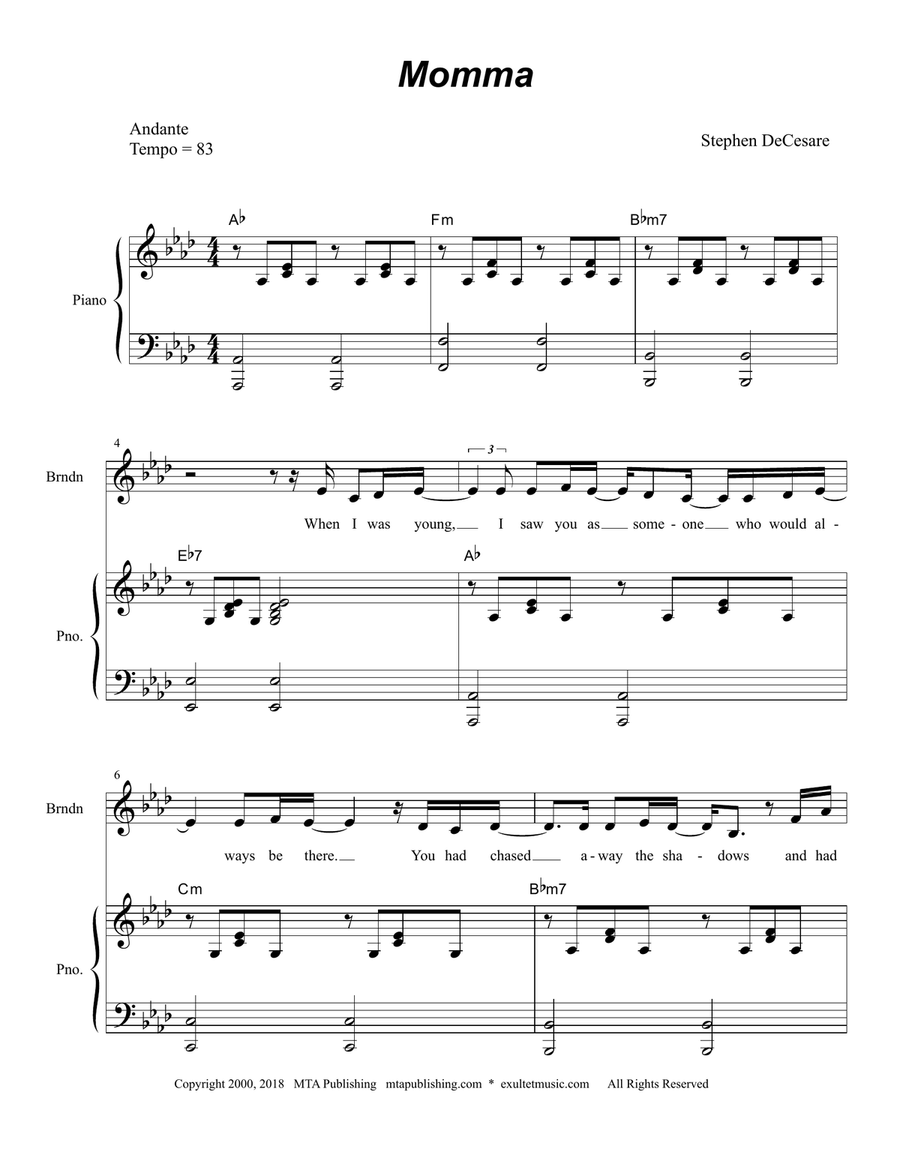 Momma (Vocal Quintet) Choir scores gallery preview page 1