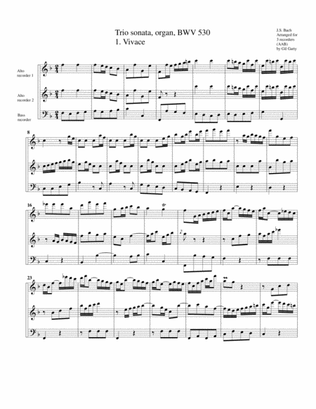 Book cover for Trio sonata for organ, no.6, BWV 530 (arrangement for 3 recorders)
