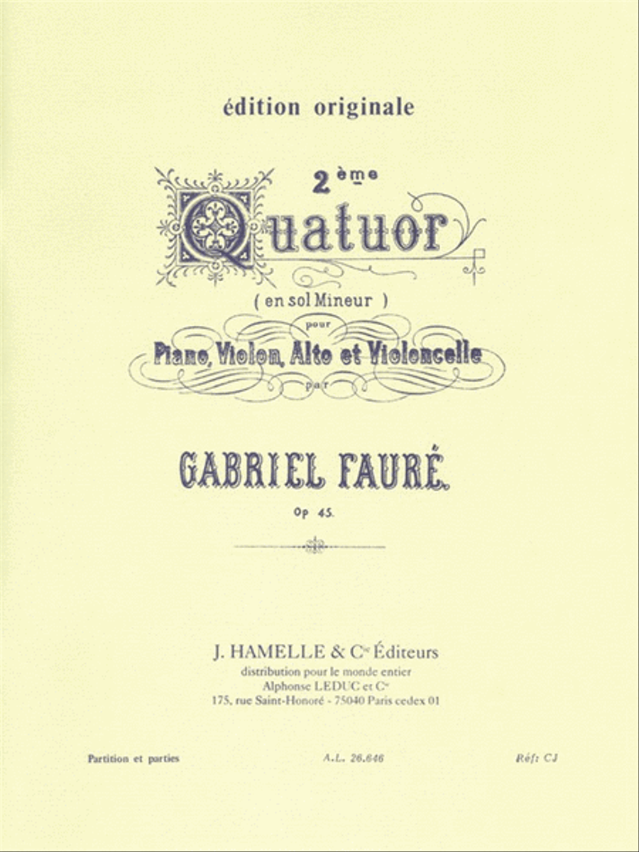 Quatuor No.2, Op.45 In G Minor (quartet-piano) Piano Quartet scores gallery preview page 1