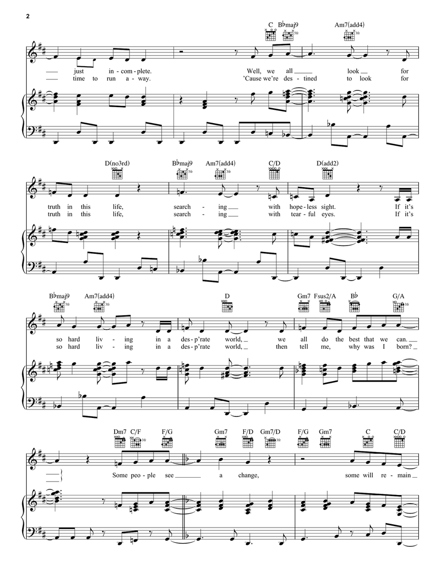 I Gotta Try Piano, Vocal, Guitar scores gallery preview page 2
