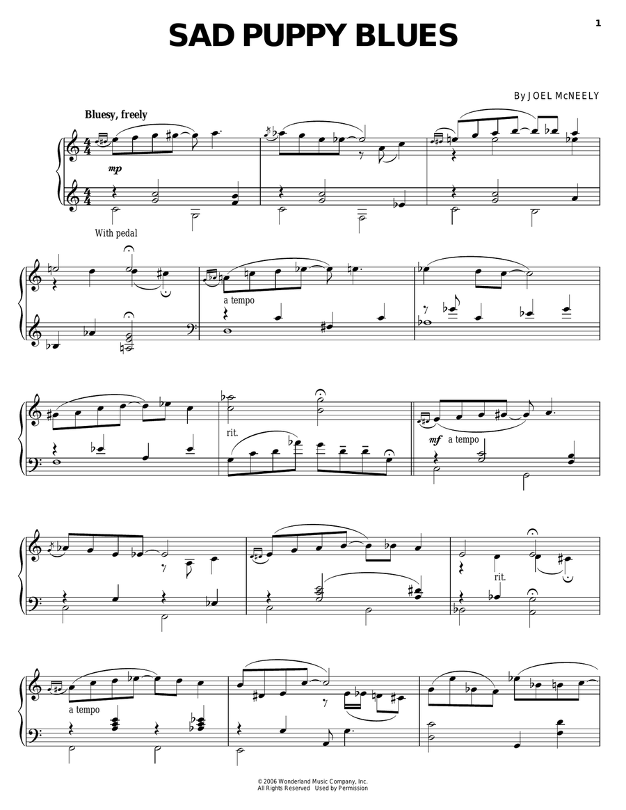 Sad Puppy Blues Piano, Vocal, Guitar scores gallery preview page 1