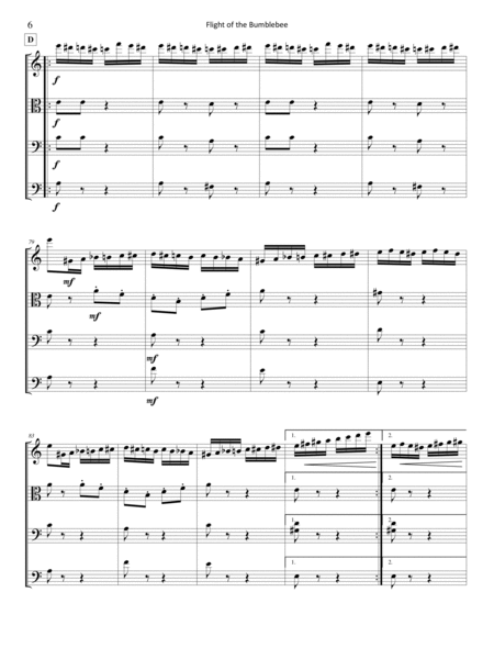 Rimsky-Korsakov - Flight of the Bumblebee for violin, viola, cello, and double bass