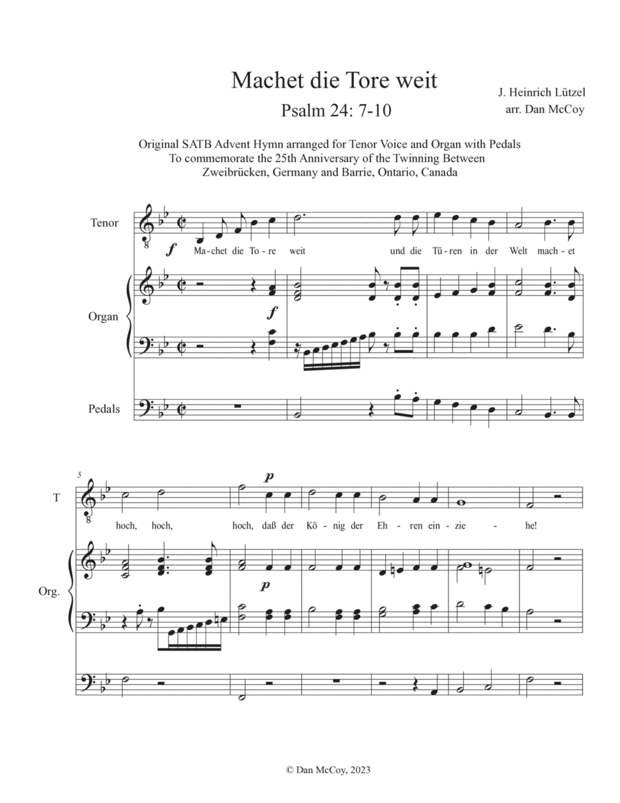 Machet die Tore weit Tenor Voice scores gallery preview page 1