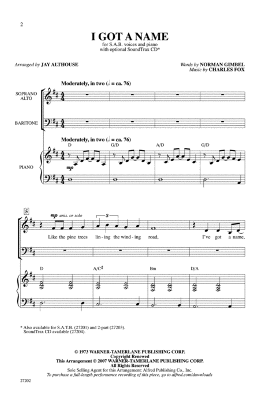 I Got a Name 3-Part scores gallery preview page 2